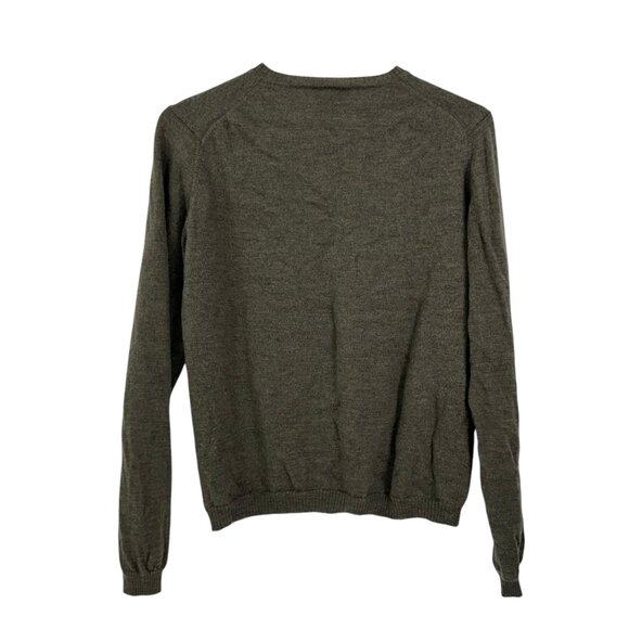 Brooks 346 Mens Fine Italian 100% Merino Wool V-Neck Sweater SZ L Olive Green - Picture 7 of 11